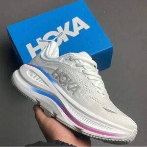 HOKA Women's Bondi 9 Running Shoes Ash Grey/White
